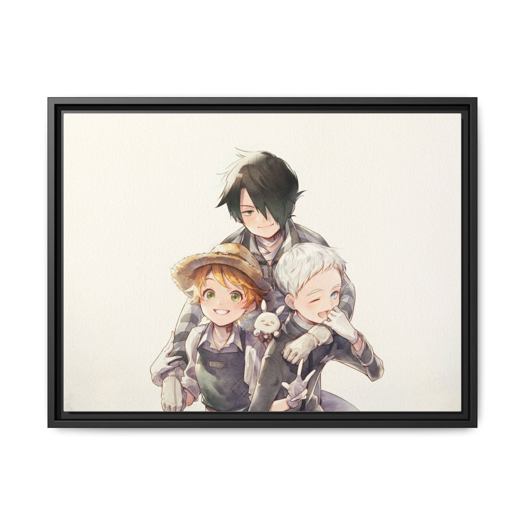 The Promised Neverland Ray, Norman, Emma Canvas Framed Art Print
