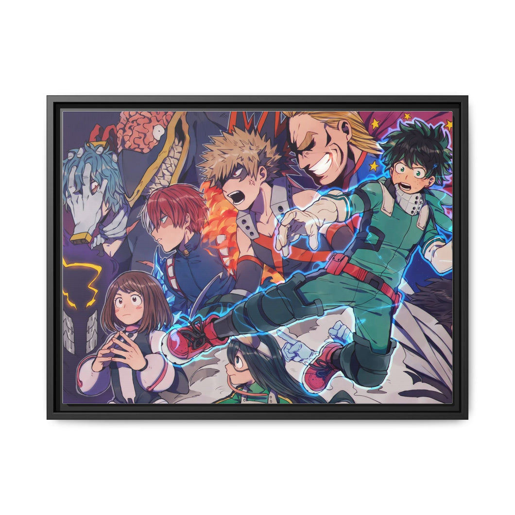 My Hero Academia Izuku Midoriya, Katsuki Bakugou, All Might, Shouta Aizawa, Tsuyu Asui Canvas Framed Art Print
