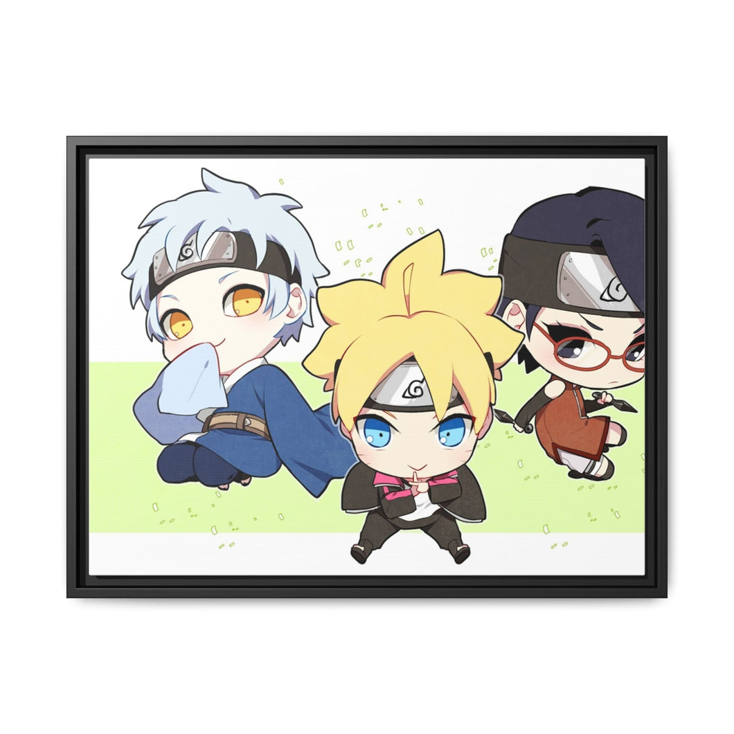 Mitsuki, Sarada and Boruto Canvas Framed Art Print