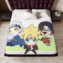 Load image into Gallery viewer, Mitsuki, Sarada and Boruto Sherpa Blanket
