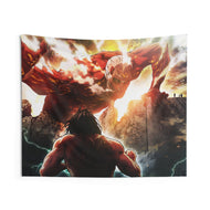 Colossal titan vs Eren Titan Indoor Wall Tapestry