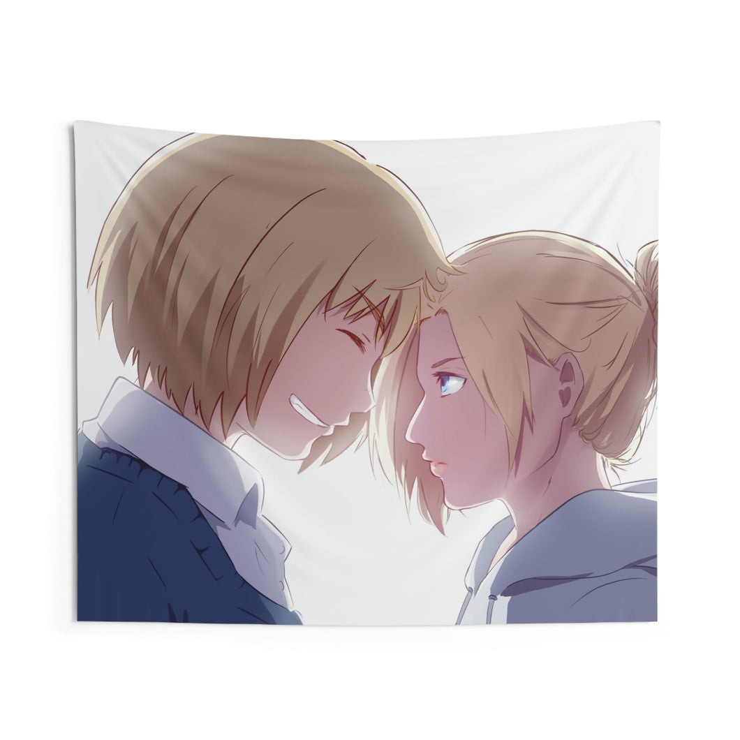 Armin Arlert and Annie Leonhart Indoor Wall Tapestry