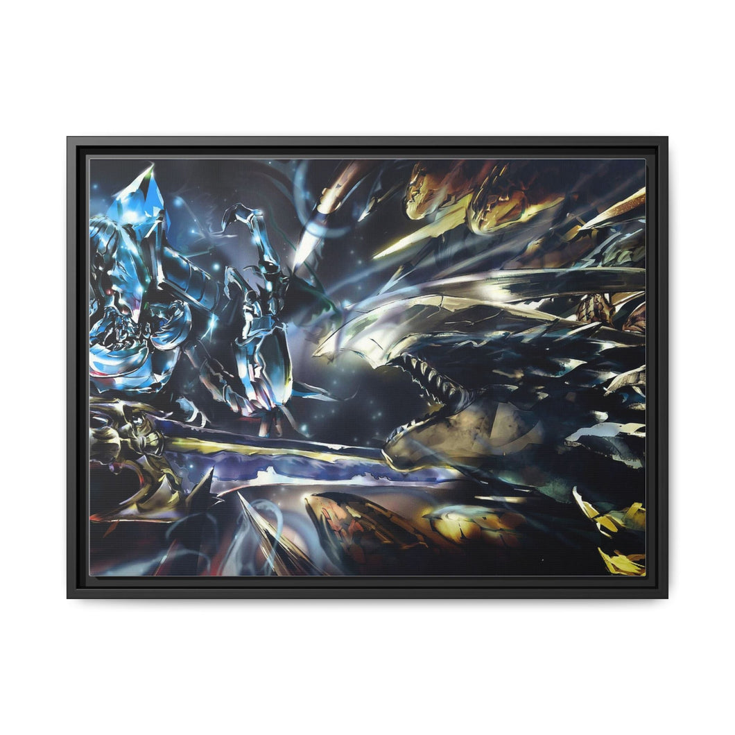 Cocytus Vs Lizardman Canvas Framed Art Print