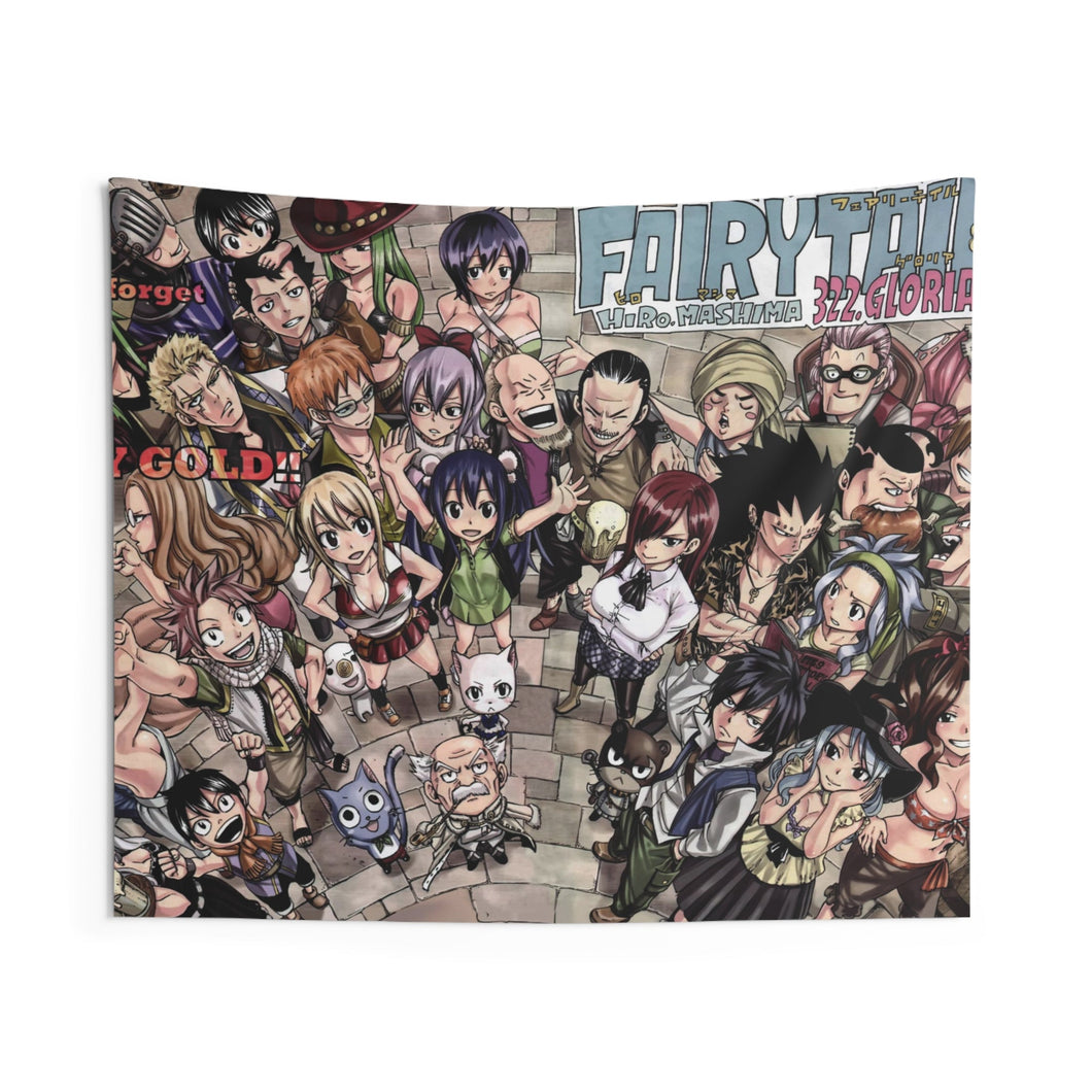 Fairy Tail Natsu Dragneel, Erza Scarlet, Lucy Heartfilia, Happy, Wendy Marvell Indoor Wall Tapestry
