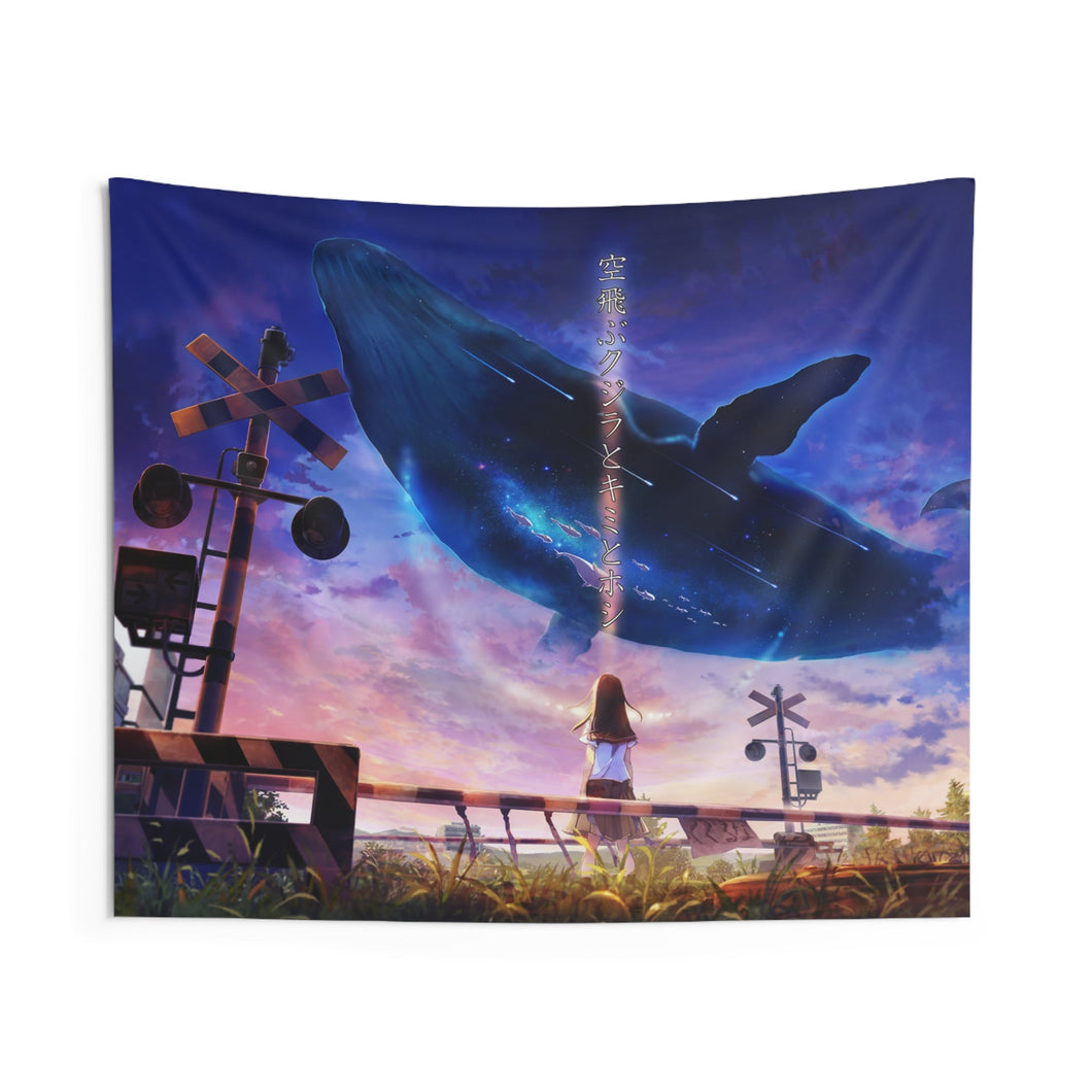 Whale swimming in the sky Indoor Wall Tapestry