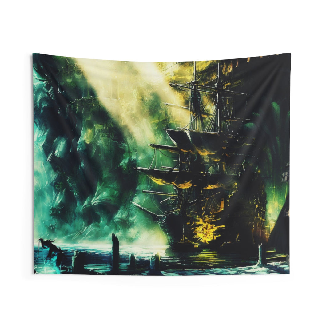 Erza Scarlet - Pirate boat in cavern Indoor Wall Tapestry