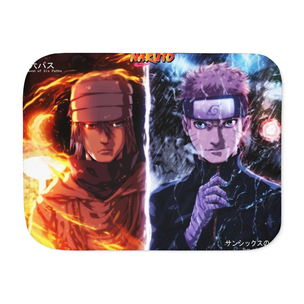 Sasuke (Moon Of Six Paths) and Naruto (Sun Of Six Paths) Sherpa Blanket