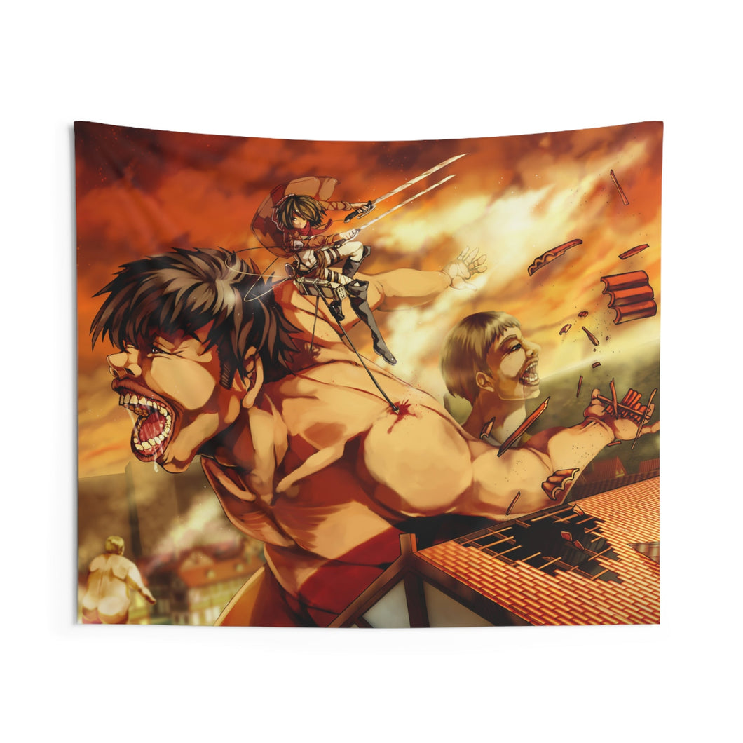 Mikasa Ackerman Vs Titans Indoor Wall Tapestry