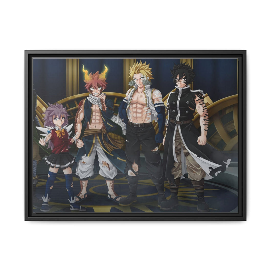 Fairy Tail Natsu Dragneel, Wendy Marvell, Gajeel Redfox Canvas Framed Art Print