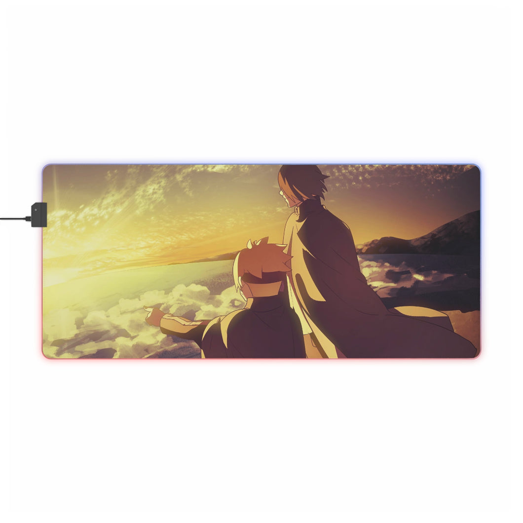 Boruto with his mentor watching the sunrise RGB LED Mouse Pad (Desk Mat)