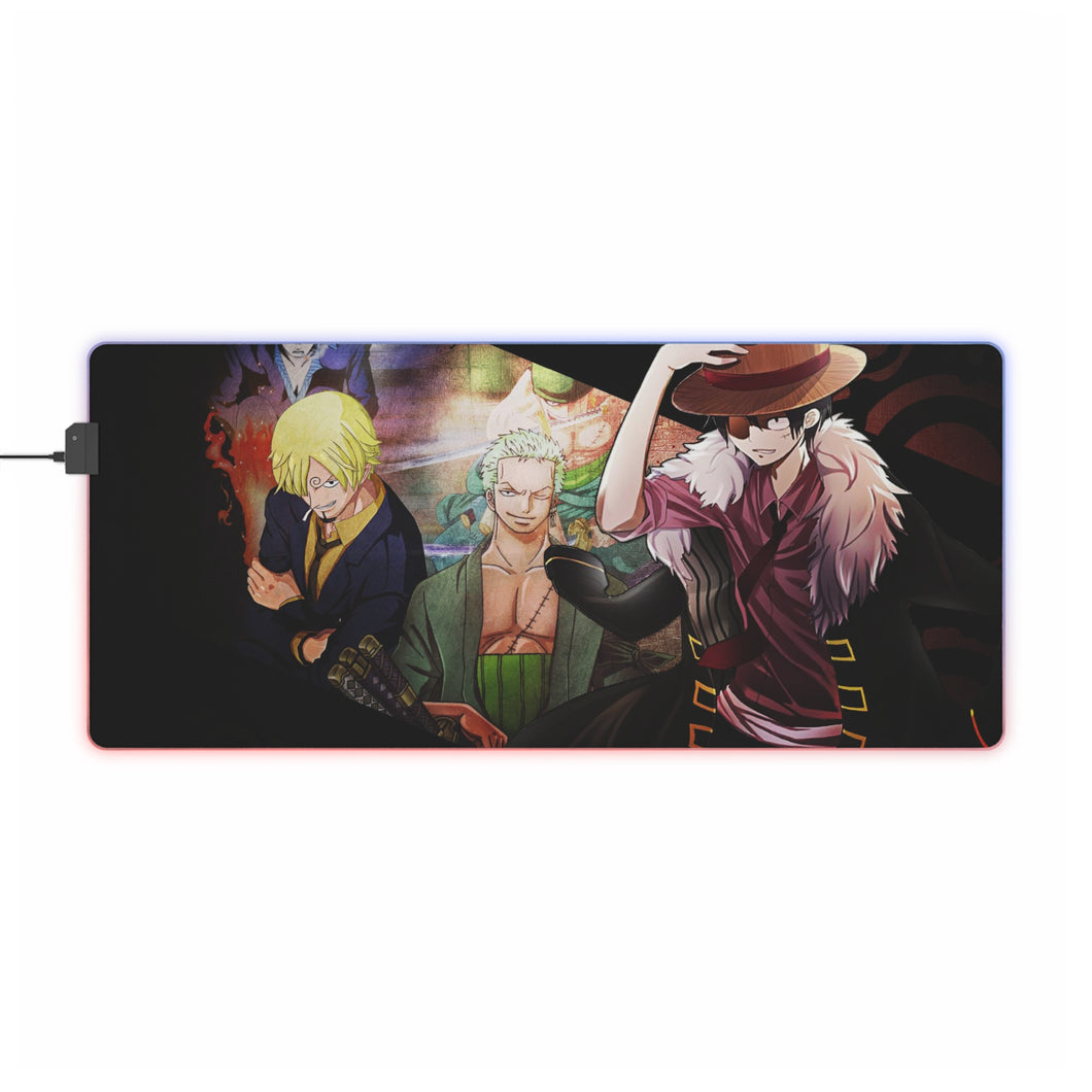 One Piece Monkey D. Luffy, Roronoa Zoro, Sanji RGB LED Mouse Pad (Desk Mat)