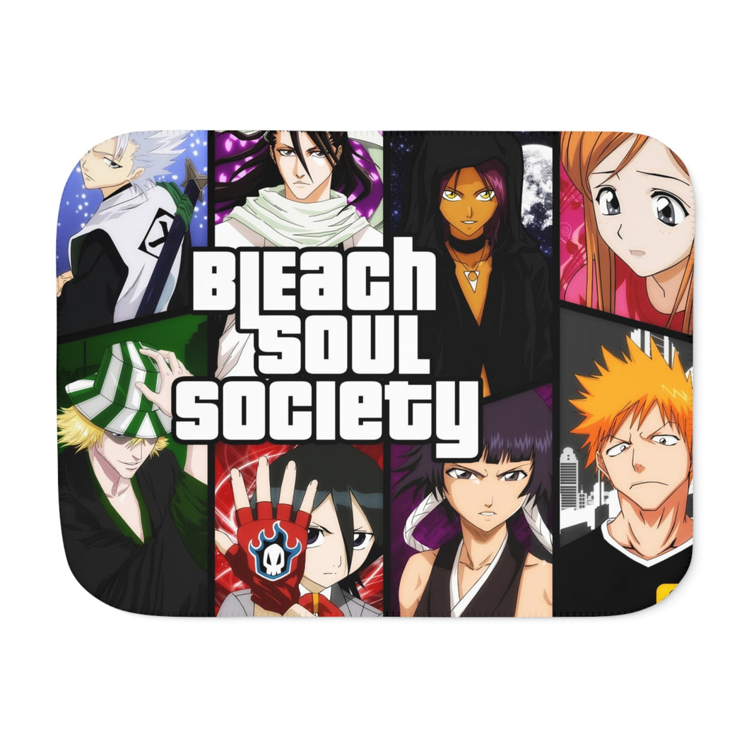 Bleach Ichigo Kurosaki, Rukia Kuchiki, Orihime Inoue, Yasutora Sado, Kisuke Urahara Sherpa Blanket