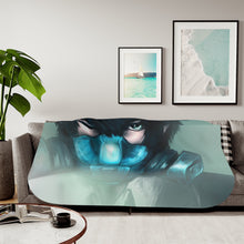 Load image into Gallery viewer, Shinya Kogami wearing Gas Mask Sherpa Blanket
