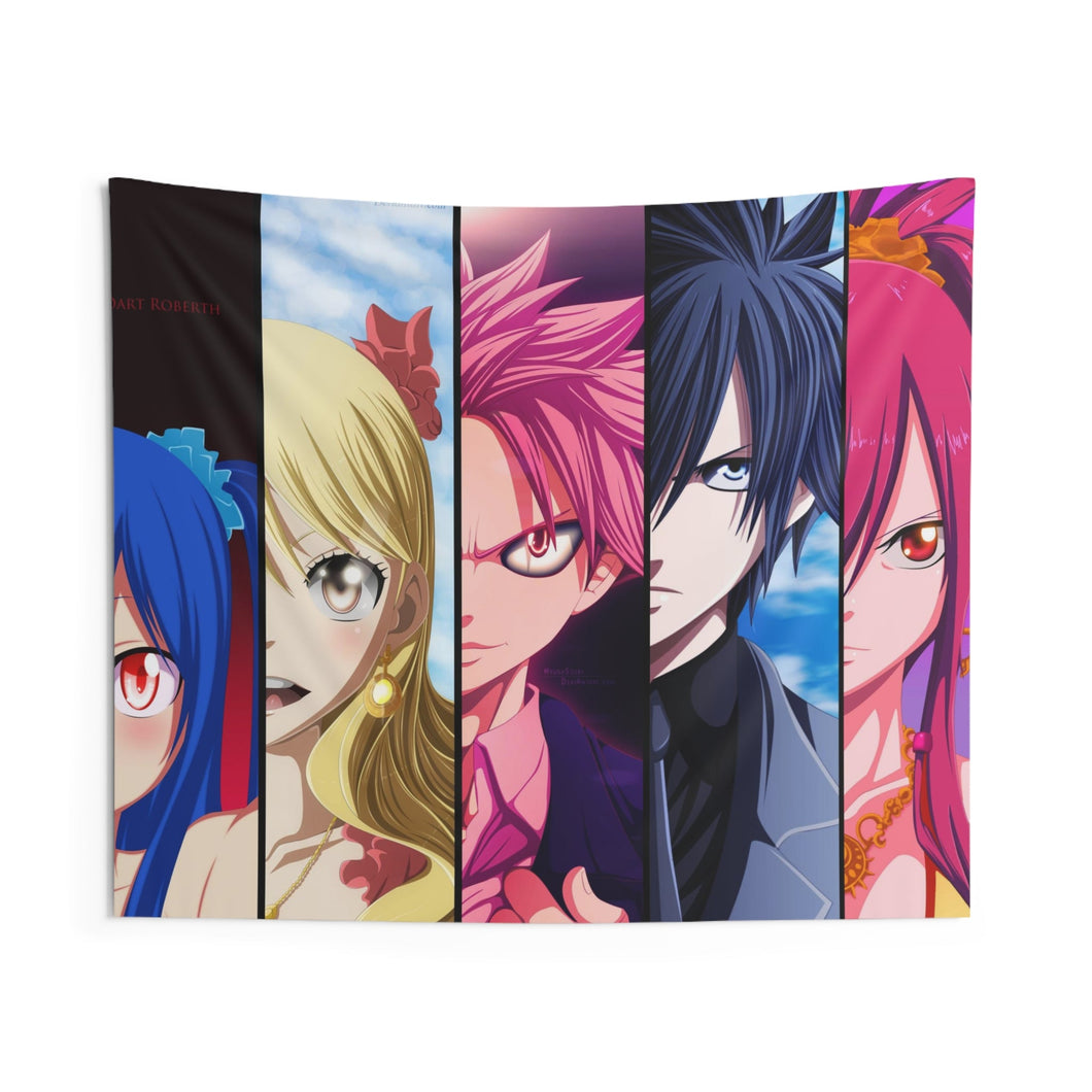 Fairy Tail Natsu Dragneel, Erza Scarlet, Gray Fullbuster, Lucy Heartfilia, Wendy Marvell Indoor Wall Tapestry