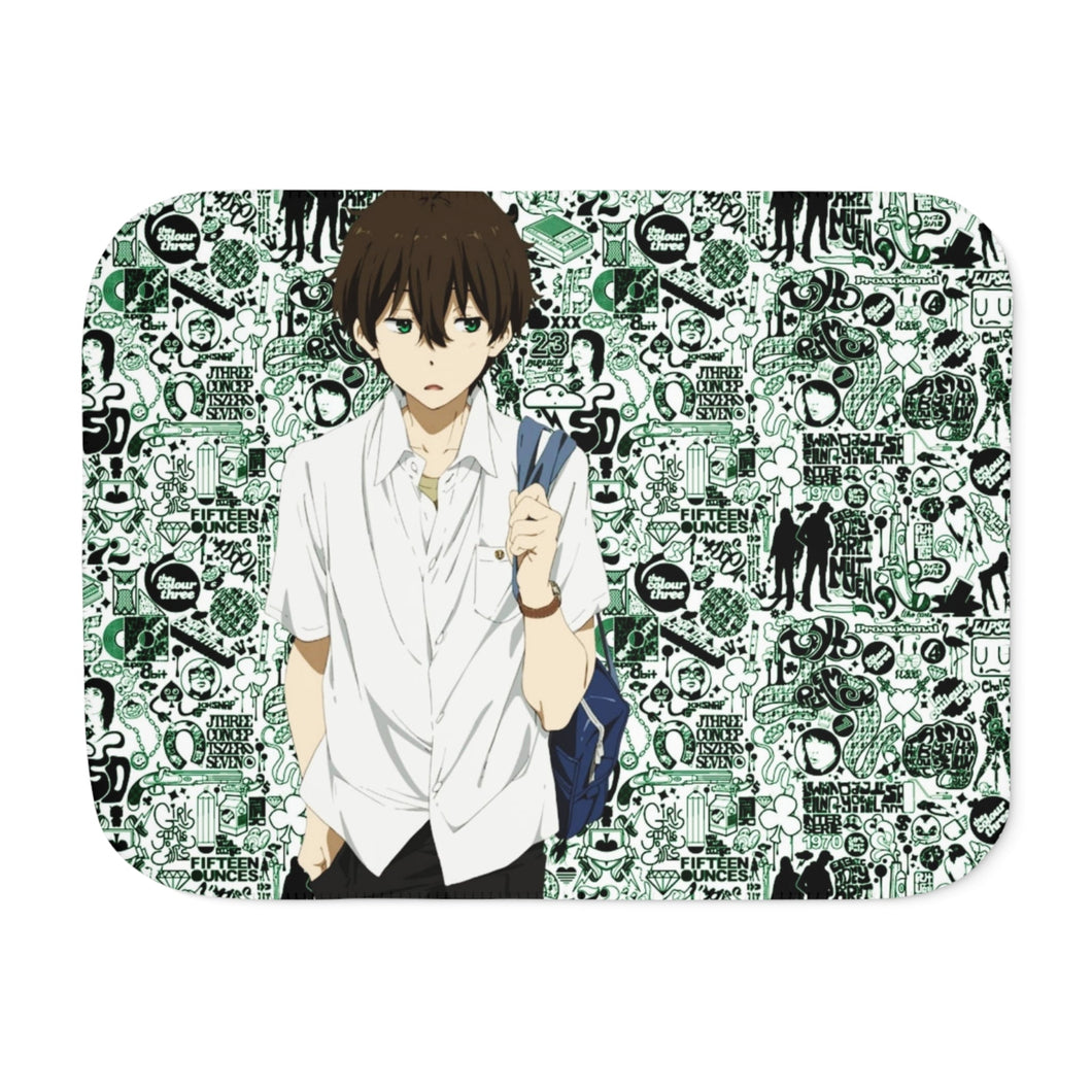 Hōtarō Oreki Going to school Sherpa Blanket