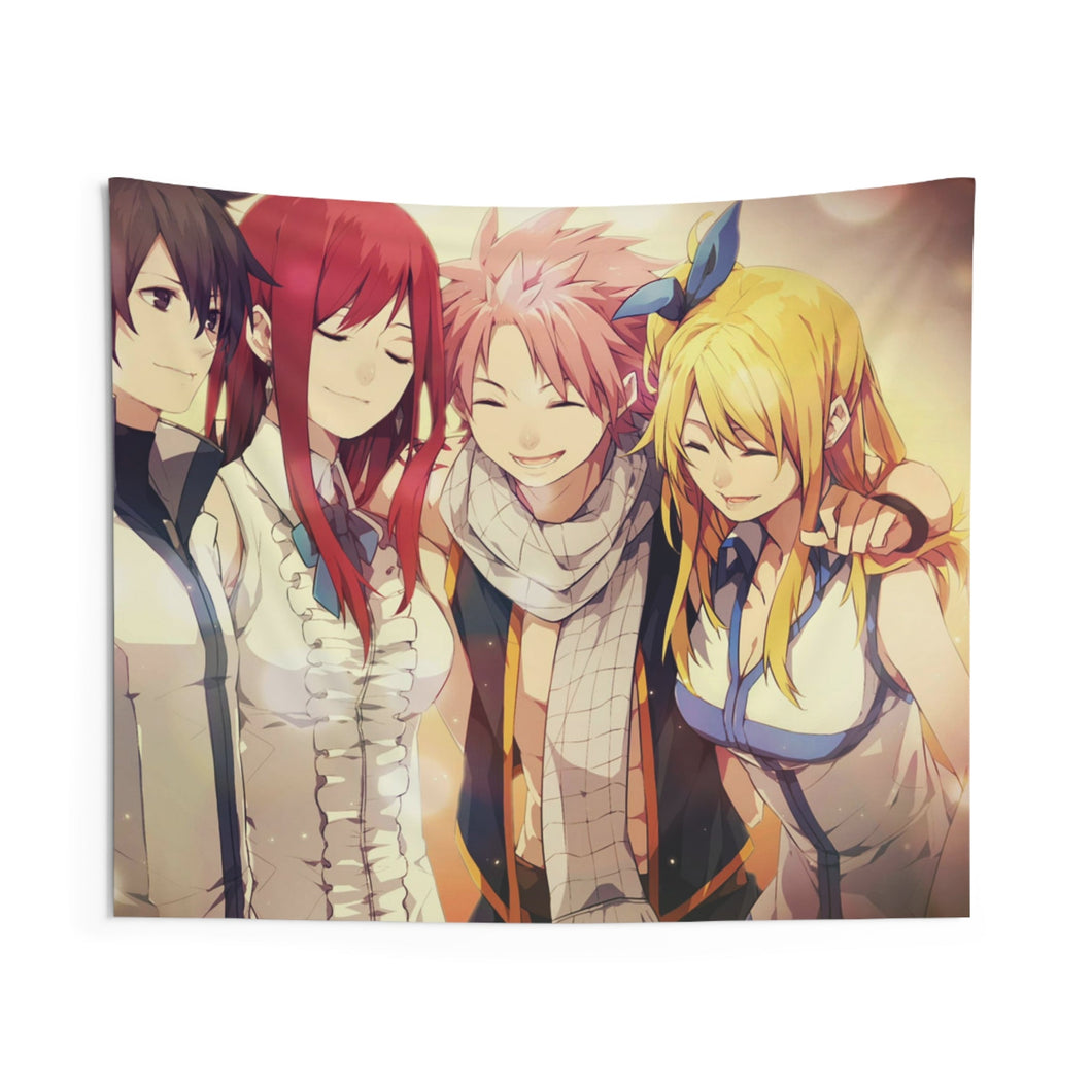 Fairy Tail Natsu Dragneel, Erza Scarlet, Gray Fullbuster, Lucy Heartfilia Indoor Wall Tapestry