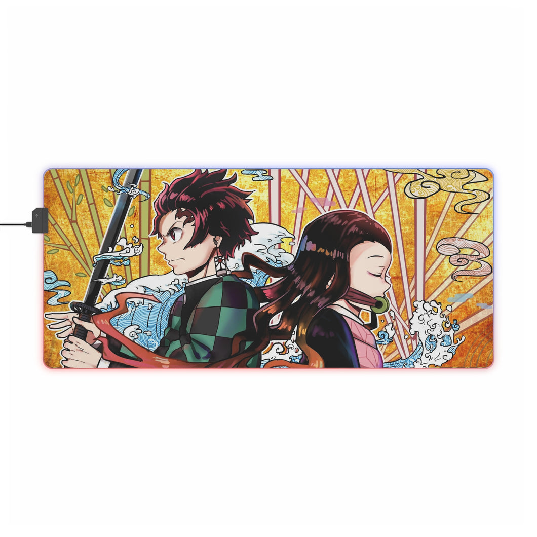 Tanjiro Kamado Nezuko Kamado RGB LED Mouse Pad (Desk Mat)