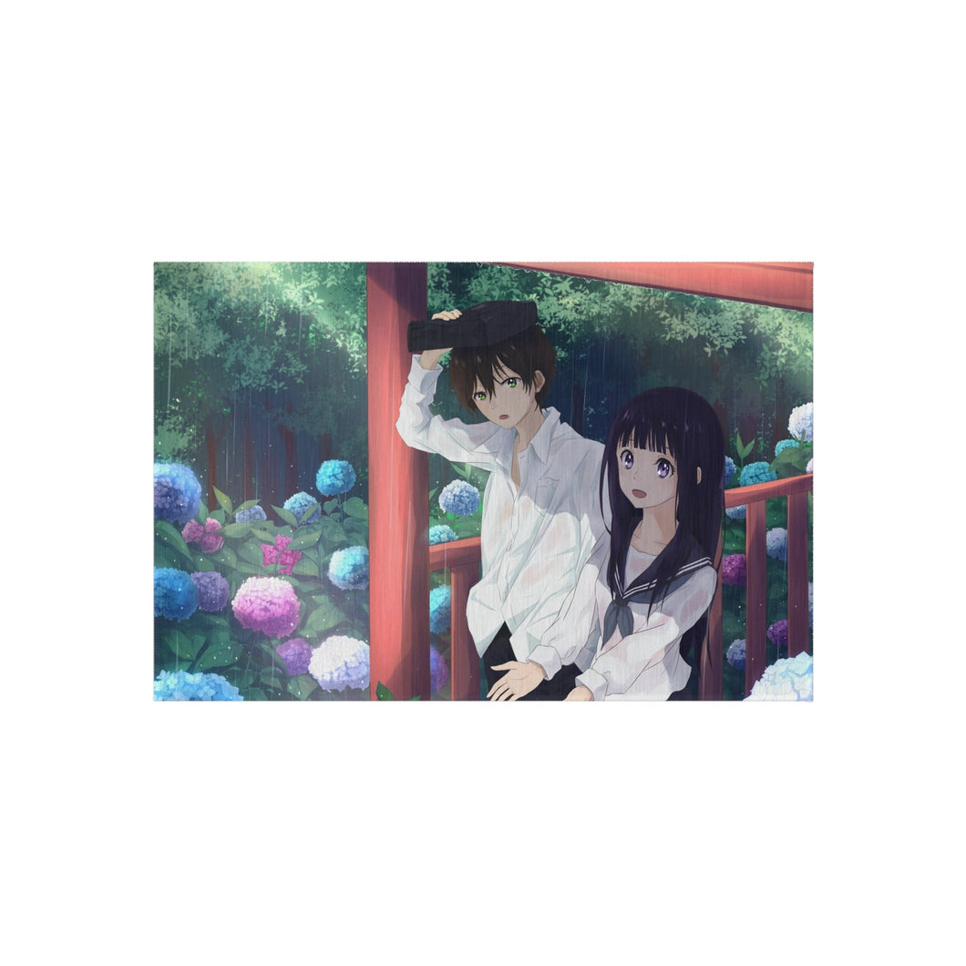Eru Chitanda  And  Hōtarō Oreki in the rain Rug
