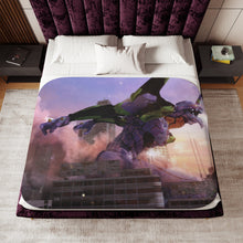 Load image into Gallery viewer, Evangelion Unit-01 in a bloody rage Sherpa Blanket
