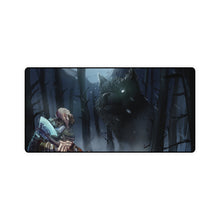 Load image into Gallery viewer, Kratos &amp; Atreus fighting a giant wolf Mouse Pad (Desk Mat)
