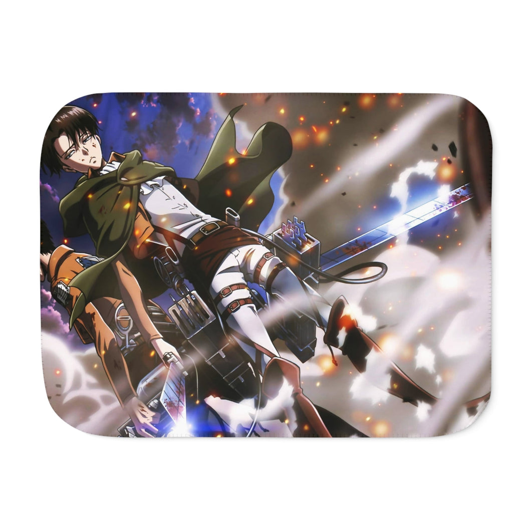 Eren Yeager and Levi Ackerman Sherpa Blanket