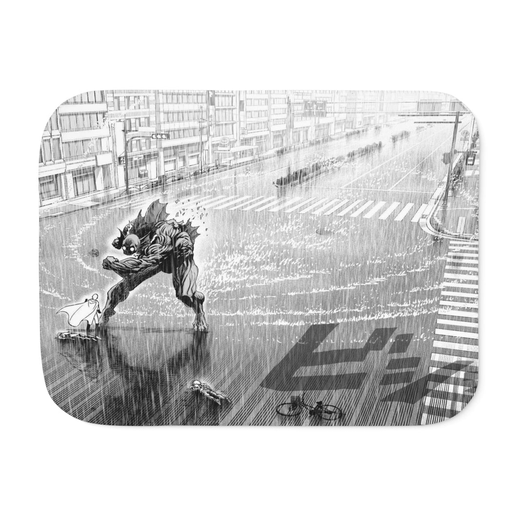 One Punch Man Saitama VS Sea King Sherpa Blanket