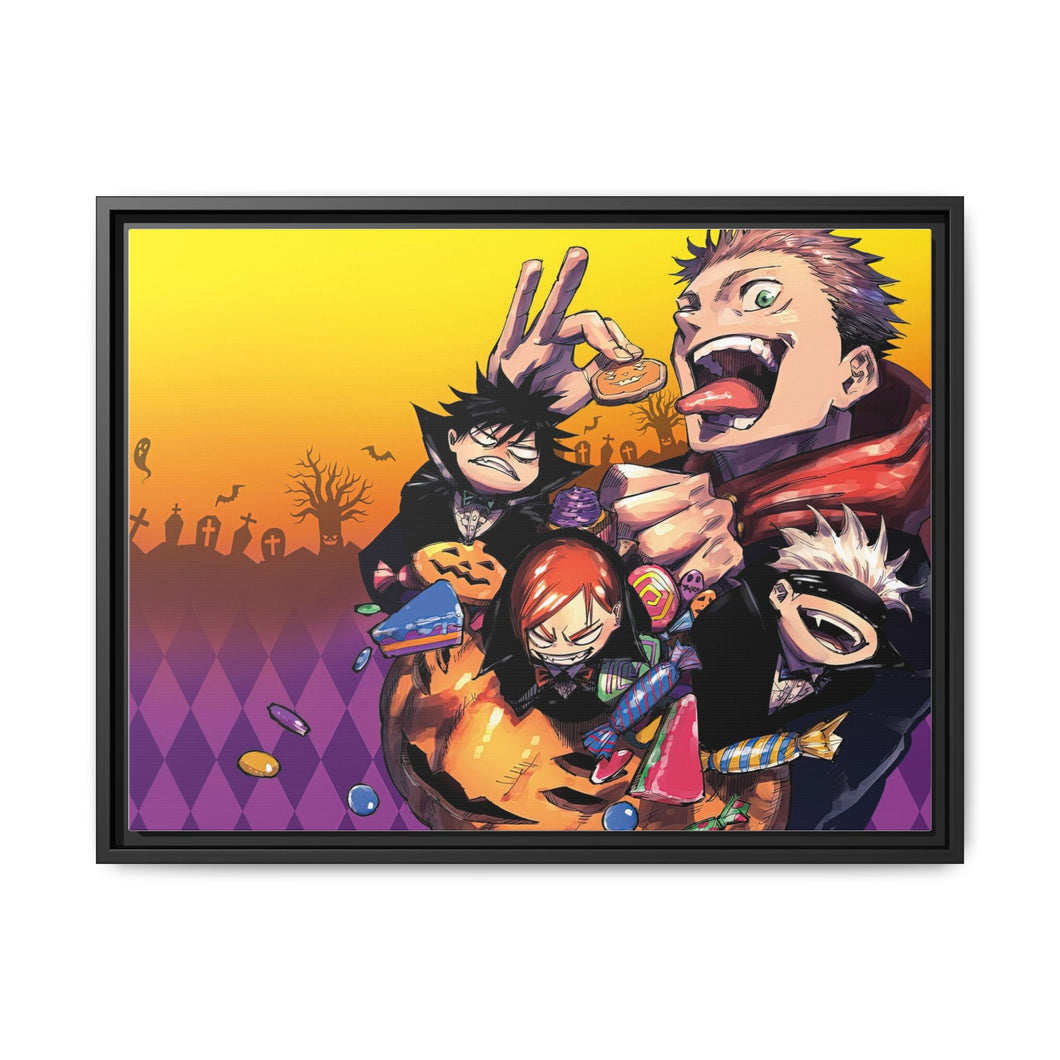 Yuji Itadori Satoru Gojo Nobara Kugisaki Megumi Fushiguro and Blindfold Canvas Framed Art Print