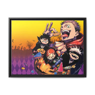 Yuji Itadori Satoru Gojo Nobara Kugisaki Megumi Fushiguro and Blindfold Canvas Framed Art Print
