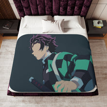 Load image into Gallery viewer, Tanjirou Kamado from Demon Slayer : Kimetsu no Yaibafor Dekstop without logo Sherpa Blanket
