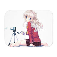 Nao Tomori sitting Sherpa Blanket