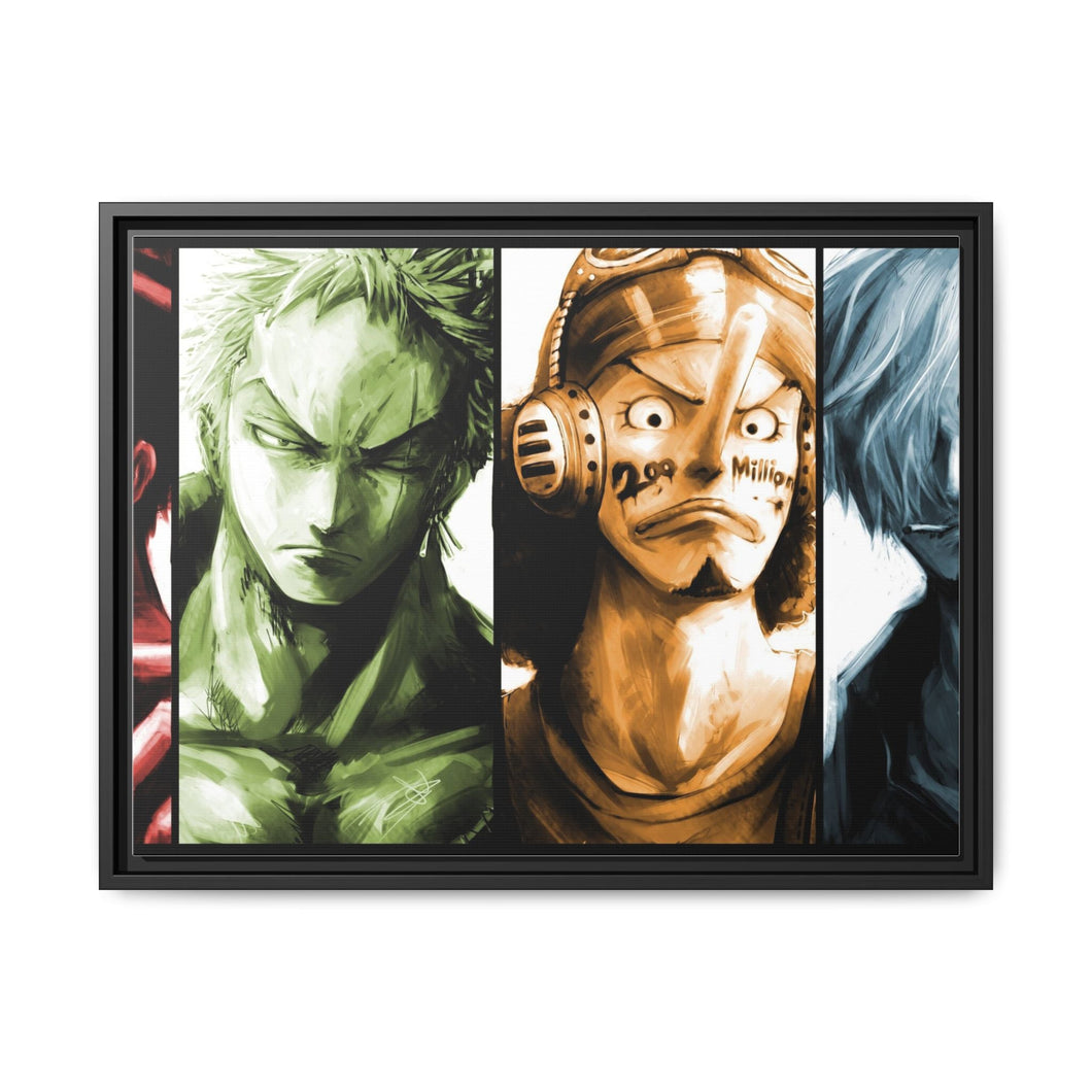 Straw Hats Canvas Framed Art Print