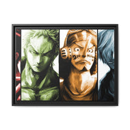 Straw Hats Canvas Framed Art Print