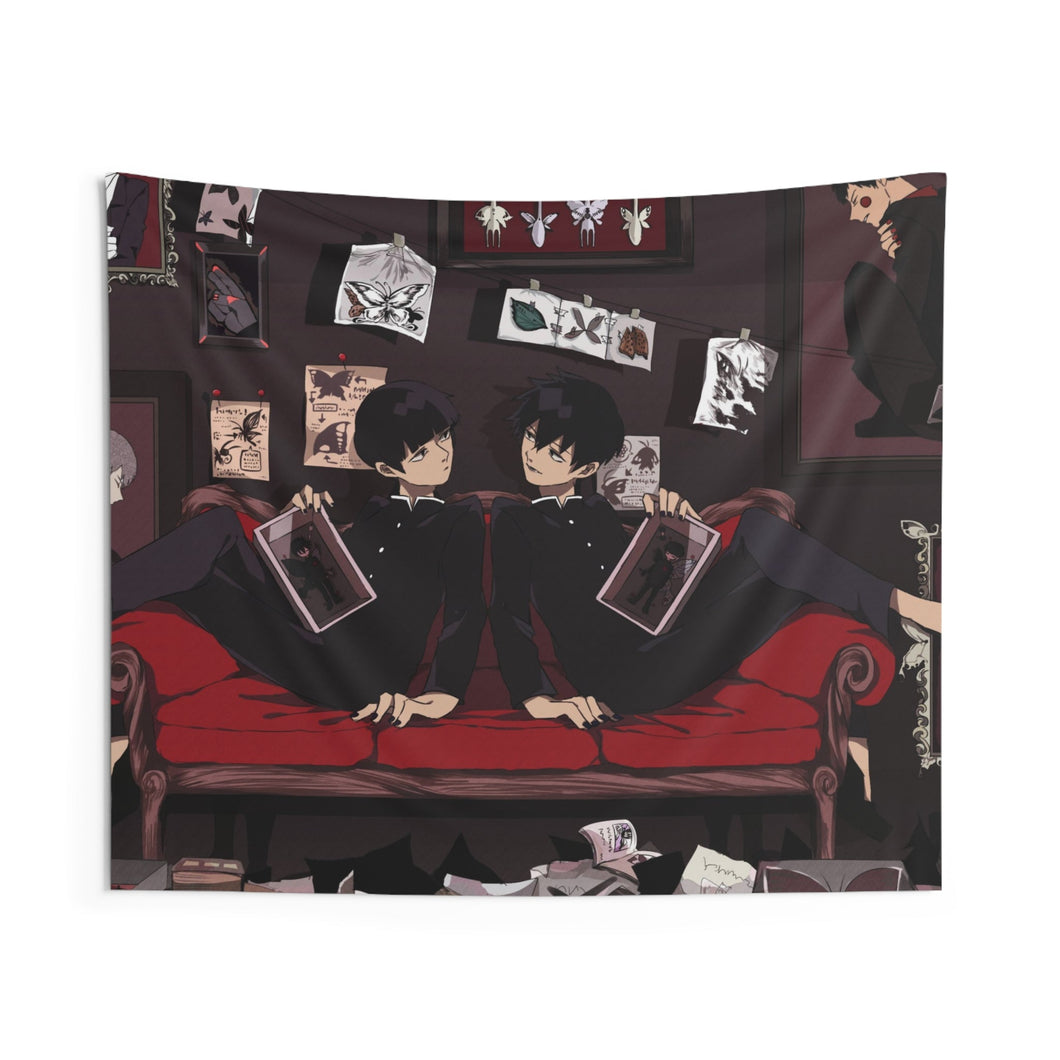 Mob Psycho 100 Arataka Reigen, Shigeo Kageyama, Ekubo, Ritsu Kageyama Indoor Wall Tapestry