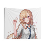 Marin Kitagawa doing the peace sign. Indoor Wall Tapestry