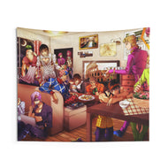 Diavolo, Giorno Giovanna, Trish Una, Guido Mista, Narancia Ghirga, Leone Abbacchio and Vinegar Doppio Indoor Wall Tapestry