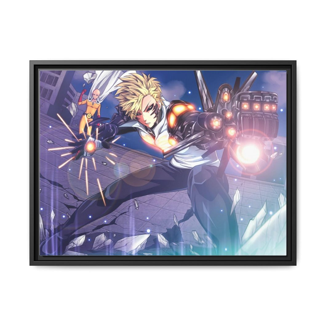 Saitama and Genos Canvas Framed Art Print