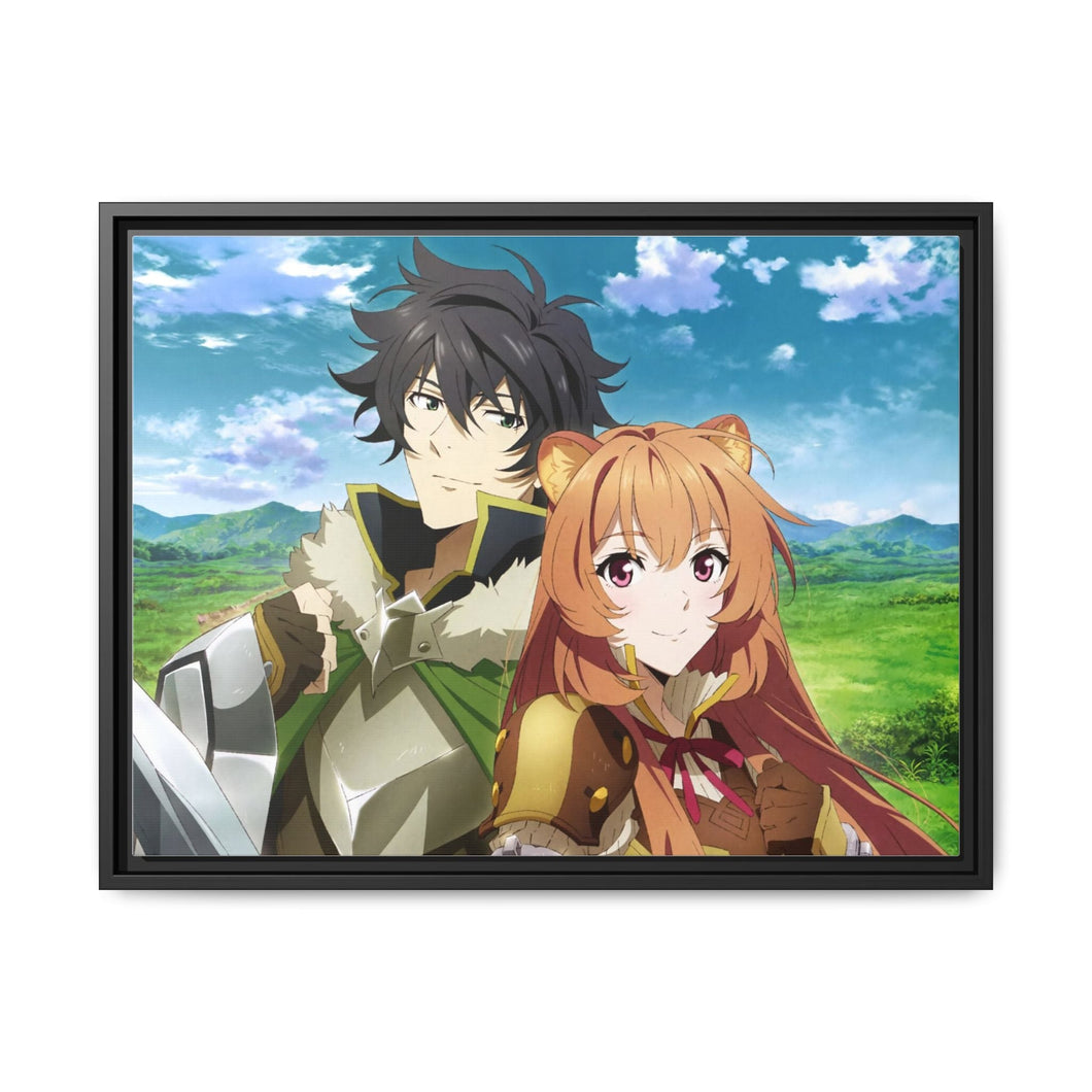 Naofumi and raphtalia Canvas Framed Art Print