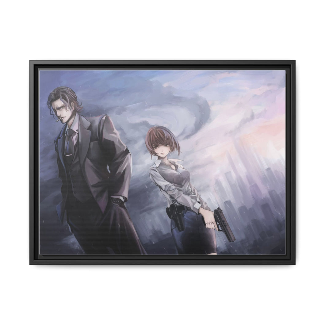 Akane Tsunemori with the the villain Canvas Framed Art Print