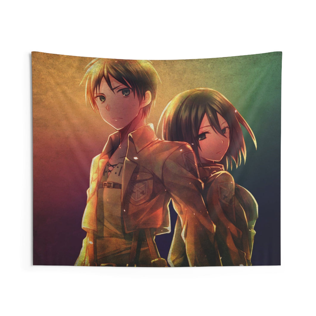 Eren Yeager and Mikasa Ackerman Indoor Wall Tapestry