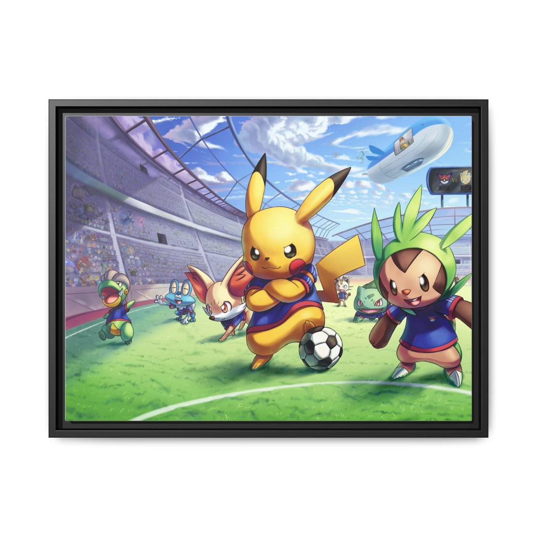 Pokemon Soccer Match Canvas Framed Art Print