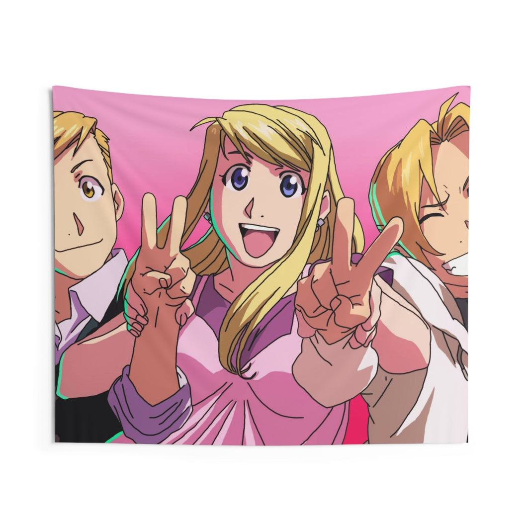 Alphonse, Winry and Edward Indoor Wall Tapestry