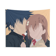 kamijou touma y misaka mikoto to aru majutsu no index minimalist Indoor Wall Tapestry