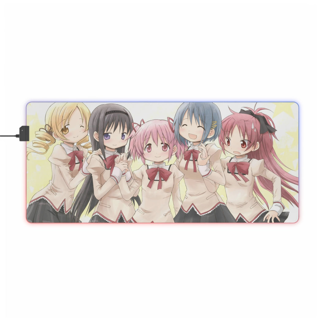 Puella Magi Madoka Magica Homura Akemi, Madoka Kaname, Sayaka Miki, Mami Tomoe RGB LED Mouse Pad (Desk Mat)