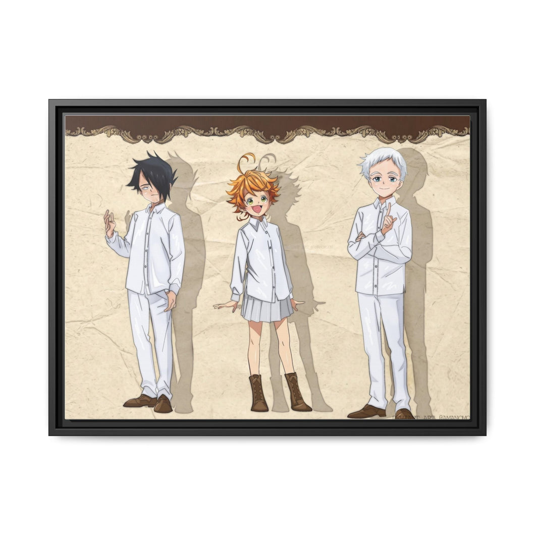 The Promised Neverland Ray, Norman, Emma Canvas Framed Art Print