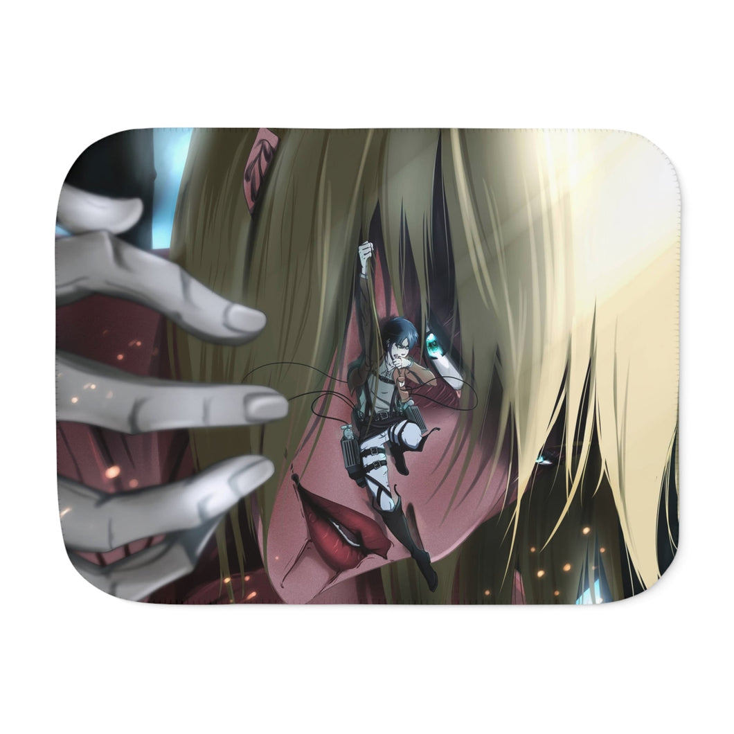 Eren Yeager and Annie Leonhart (Titan) Sherpa Blanket