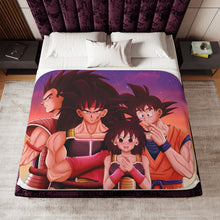 Load image into Gallery viewer, Bardock, Gine, Goku and Raditz Sherpa Blanket
