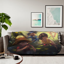 Load image into Gallery viewer, Luffy, Ace and Sabo Sherpa Blanket
