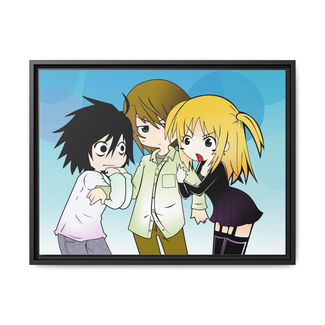 L, Light, & Misa Canvas Framed Art Print