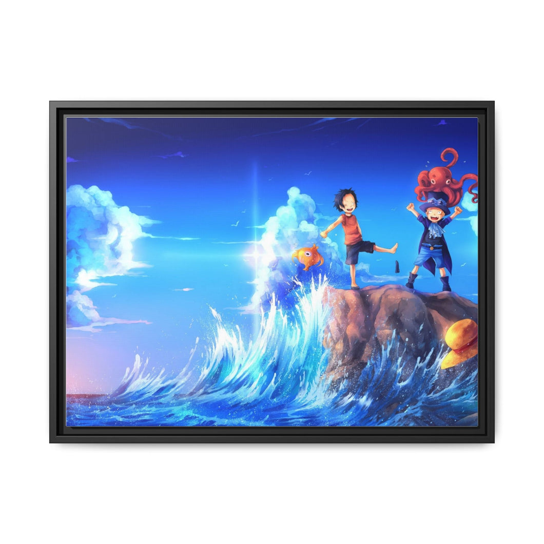 Luffy, Ace and Sabo Canvas Framed Art Print