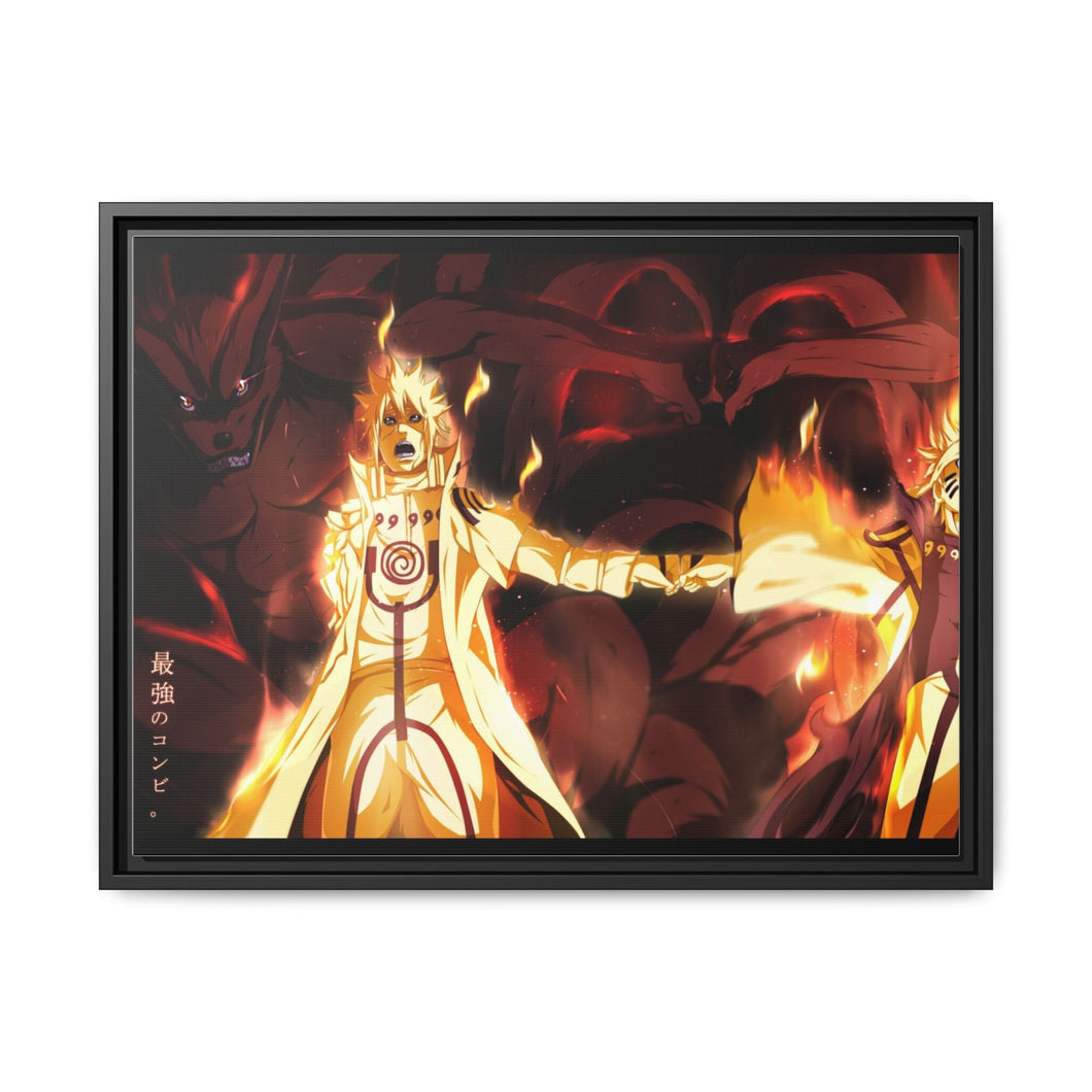 Naruto,Minato and Kurama Canvas Framed Art Print